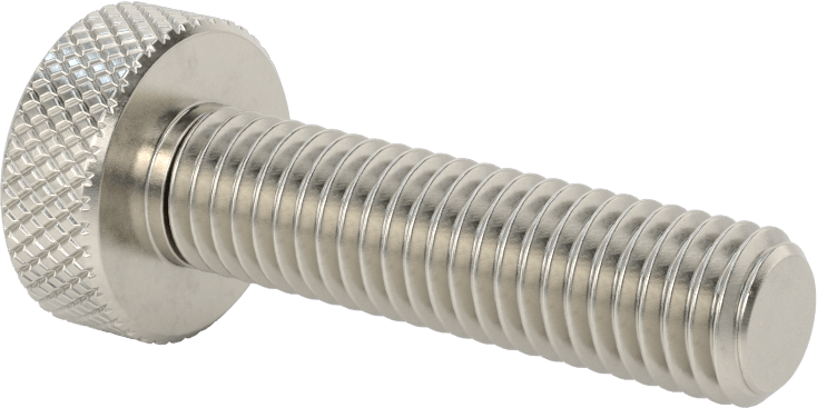 Tırtıllı Başlı Parmak Vidası, Paslanmaz Çelik, Düşük Profilli, 1/2"-13 Diş Boyutu, 2" Uzunluk, 1" Çapında Başlık