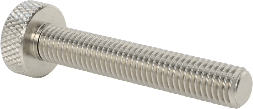 Tırtıllı Başlı Parmak Vidası, Paslanmaz Çelik, Düşük Profilli, 1/2"-13 Diş Boyutu, 3" Uzunluk, 1" Çapında Başlık