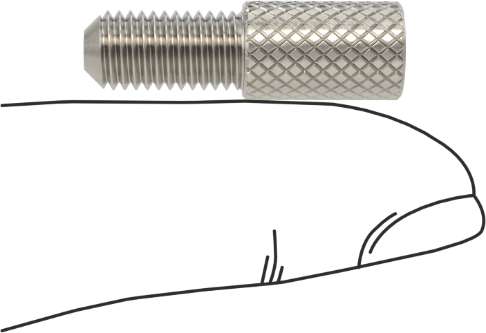 Tırtıllı Başlı Parmak Vidası, Dar, 1/4"-28 Diş Boyutu, 1/2" Uzunluk