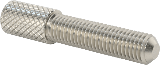 Tırtıllı Başlı Parmak Vidası, Dar, 1/4"-28 Diş Boyutu, 1" Uzunluk