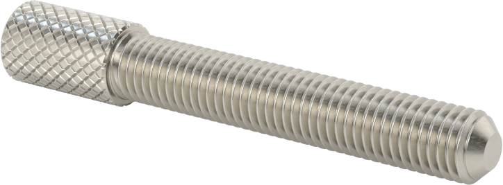 Tırtıllı Başlı Parmak Vidası, Dar, 1/4"-28 Diş Boyutu, 1-1/2" Uzunluk