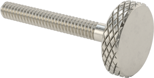 Tırtıllı Başlı Parmak Vidası, Paslanmaz Çelik, Düşük Profilli, Kısmi 10-24 Diş, 1-1/2" Uzunluk, 3/4 inç Çap