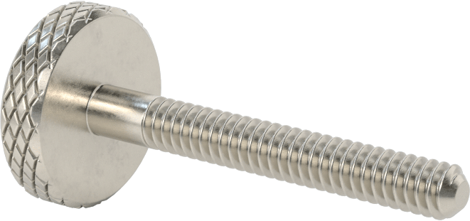 Tırtıllı Başlı Parmak Vidası, Paslanmaz Çelik, Düşük Profilli, Kısmi 10-24 Diş, 1-1/2" Uzunluk, 3/4 inç Çap