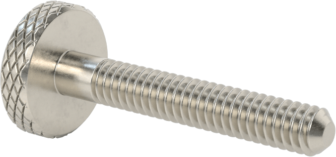 Tırtıllı Başlı Parmak Vidası, Paslanmaz Çelik, Düşük Profilli, Kısmi 1/4"-20 Diş, 1-5/8 inç Uzunluk