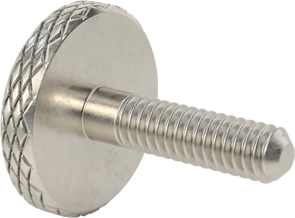 Tırtıllı Başlı Parmak Vidası, Paslanmaz Çelik, Düşük Profilli, Kısmi 1/4"-20 Diş, 1" Uzunluk, 1" Çap