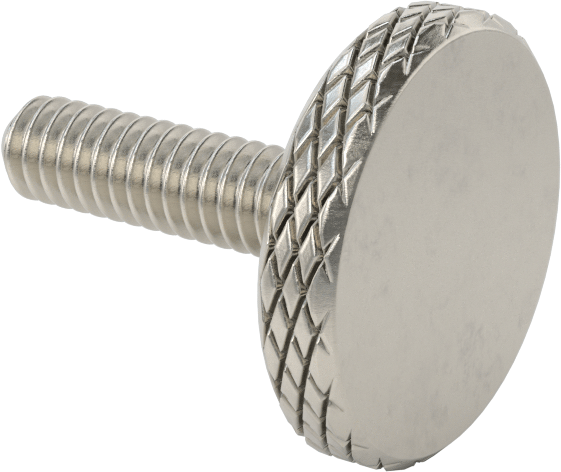 Tırtıllı Başlı Parmak Vidası, Paslanmaz Çelik, Düşük Profilli, Kısmi 1/4"-20 Diş, 1" Uzunluk, 1" Çap