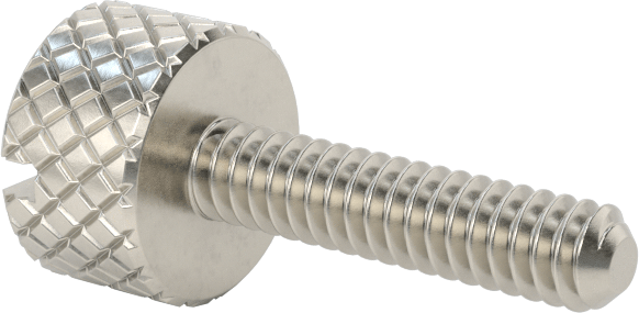 Tırtıllı Başlı Parmak Vidası, Yarık, Paslanmaz Çelik Düşük Profilli, 4-40, 1/2" Uzunluk