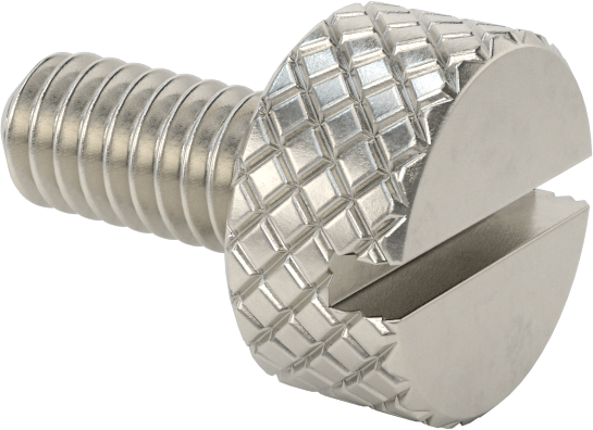 Tırtıllı Başlı Parmak Vidası, Yarık, Paslanmaz Çelik Düşük Profilli, 8-32, 3/8" Uzunluk, 3/8“ x 3/16” Başlık