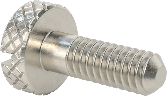 Tırtıllı Başlı Parmak Vidası, Yarık, Paslanmaz Çelik Düşük Profilli, 8-32, 1/2" Uzunluk, Kısmi Dişler