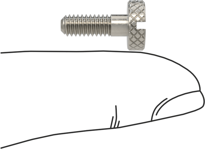 Tırtıllı Başlı Parmak Vidası, Yarık, Paslanmaz Çelik Düşük Profilli, 8-32, 1/2" Uzunluk, Kısmi Dişler