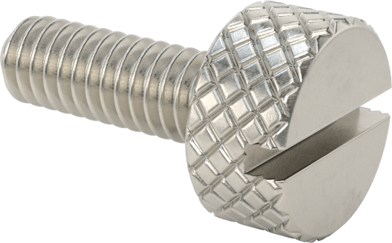 Tırtıllı Başlı Parmak Vidası, Yarık, Paslanmaz Çelik Düşük Profilli, 8-32, 1/2" Uzunluk, 3/8“ x 3/16” Başlık