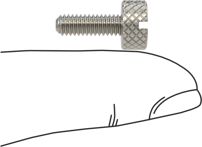 Tırtıllı Başlı Parmak Vidası, Yarık, Paslanmaz Çelik Düşük Profilli, 8-32, 1/2" Uzunluk, 3/8“ x 3/16” Başlık
