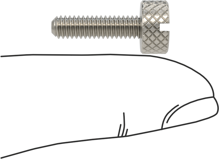 Tırtıllı Başlı Parmak Vidası, Yarık, Paslanmaz Çelik Düşük Profilli, 8-32, 5/8" Uzunluk, 3/8“ x 3/16” Başlık