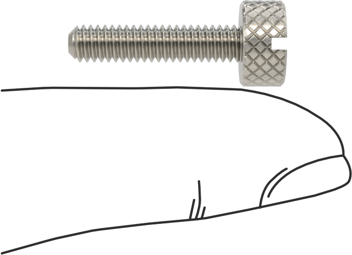 Tırtıllı Başlı Parmak Vidası, Yarık, Paslanmaz Çelik Düşük Profilli, 8-32, 3/4" Uzunluk, 3/8“ x 3/16” Başlık