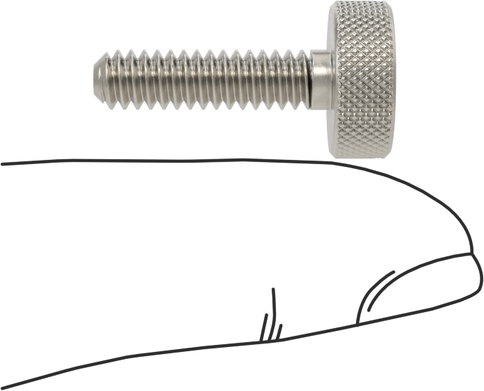 Tırtıllı Başlı Parmak Vidası, Yarık, Paslanmaz Çelik Düşük Profilli, 10-24, 3/4" Uzunluk, 1/2" Çaplı Başlık