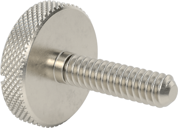 Tırtıllı Başlı Parmak Vidası, Yarık, Paslanmaz Çelik Düşük Profilli, 10-24, 3/4" Uzunluk, 3/4" Çaplı Başlık