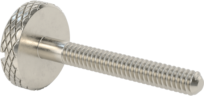 Tırtıllı Başlı Parmak Vidası, Yarık, Paslanmaz Çelik Düşük Profilli, 10-24, 1-1/2" Uzunluk, Kısmi Dişli