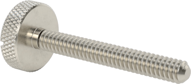 Tırtıllı Başlı Parmak Vidası, Yarık, Paslanmaz Çelik Düşük Profilli, 10-24, 1-1/2" Uzunluk, 5/8" Çaplı Başlık