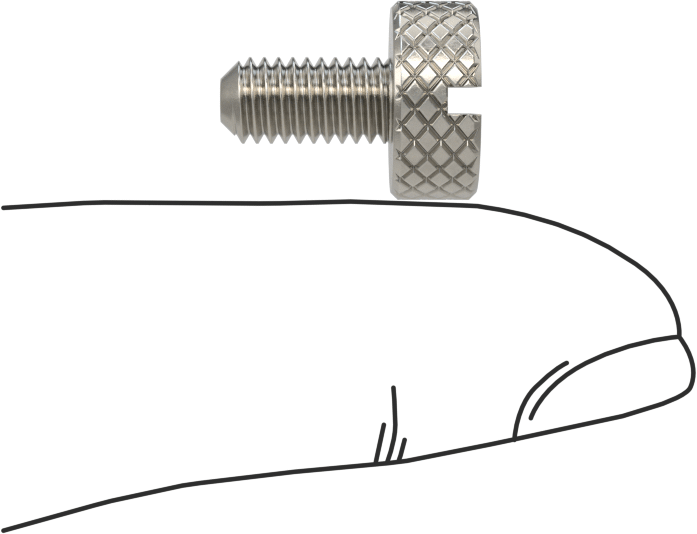 Tırtıllı Başlı Parmak Vidası, Yarık, Paslanmaz Çelik Düşük Profilli, 10-32, 3/8" Uzunluk, 7/16" Çaplı Başlık