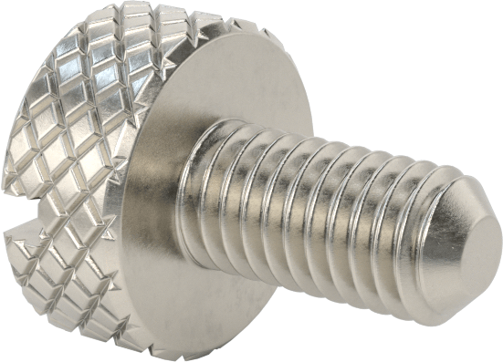 Tırtıllı Başlı Parmak Vidası, Yarık, Paslanmaz Çelik Düşük Profilli, 10-32, 3/8" Uzunluk, 7/16" Çaplı Başlık