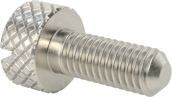 Tırtıllı Başlı Parmak Vidası, Yarık, Paslanmaz Çelik Düşük Profilli, 10-32, 1/2" Uzunluk, Kısmi Dişler