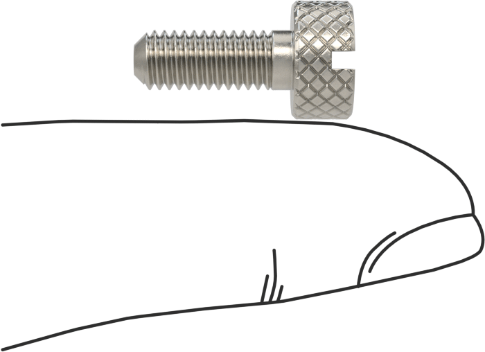 Tırtıllı Başlı Parmak Vidası, Yarık, Paslanmaz Çelik Düşük Profilli, 10-32, 1/2" Uzunluk, Kısmi Dişler