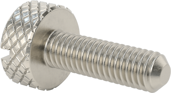 Tırtıllı Başlı Parmak Vidası, Yarık, Paslanmaz Çelik Düşük Profilli, 10-32, 5/8" Uzunluk, 7/16" Çaplı Başlık