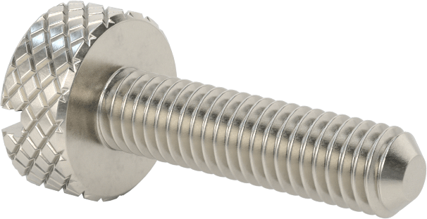 Tırtıllı Başlı Parmak Vidası, Yarık, Paslanmaz Çelik Düşük Profilli, 10-32, 3/4" Uzunluk, 7/16" Çaplı Başlık