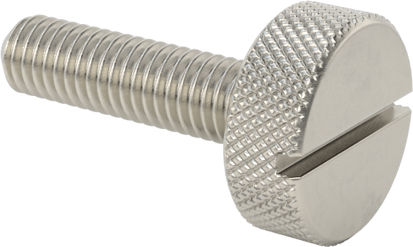 Tırtıllı Başlı Parmak Vidası, Yarık, Paslanmaz Çelik Düşük Profilli, 10-32, 3/4" Uzunluk, 1/2" Çaplı Başlık