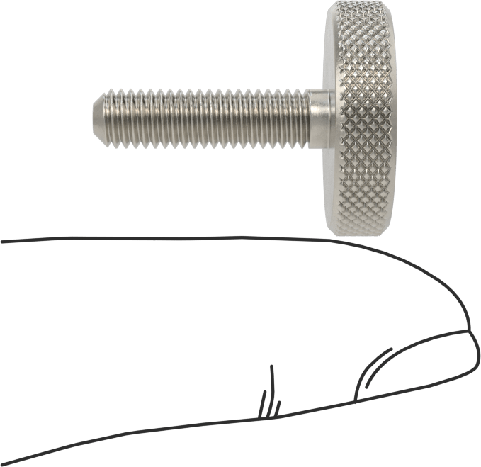Tırtıllı Başlı Parmak Vidası, Yarık, Paslanmaz Çelik Düşük Profilli, 10-32, 3/4" Uzunluk, 3/4" Çaplı Başlık