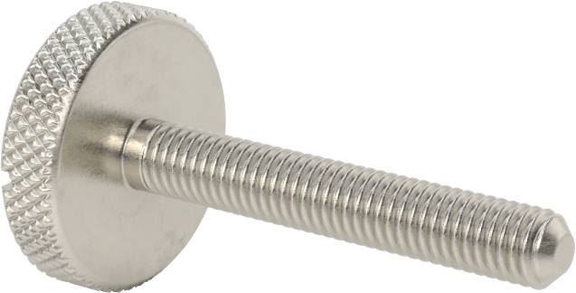 Tırtıllı Başlı Parmak Vidası, Yarık, Paslanmaz Çelik Düşük Profilli, 10-32, 1-1/4" Uzunluk, 3/4" Çaplı Başlık