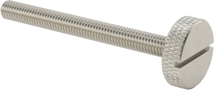 Tırtıllı Başlı Parmak Vidası, Yarık, Paslanmaz Çelik Düşük Profilli, 10-32, 2" Uzunluk, 5/8“ x 3/16” Baş