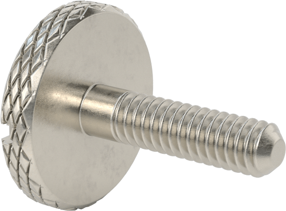 Tırtıllı Başlı Parmak Vidası, Yarık, Paslanmaz Çelik Düşük Profilli, 1/4"-20, 1" Uzunluk, Kısmi Dişler
