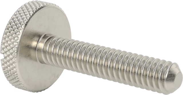 Tırtıllı Başlı Parmak Vidası, Yarık, Paslanmaz Çelik Düşük Profilli, 1/4"-20, 1-1/4" Uzunluk, 3/4" baş