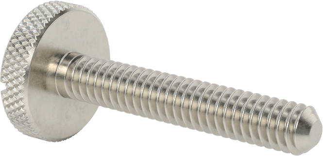 Tırtıllı Başlı Parmak Vidası, Yarık, Paslanmaz Çelik Düşük Profilli, 1/4"-20, 1-1/2" Uzunluk, 3/4" baş