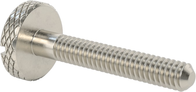 Tırtıllı Başlı Parmak Vidası, Yarık, Paslanmaz Çelik Düşük Profilli, 1/4"-20, 1-5/8 inç Uzunluk