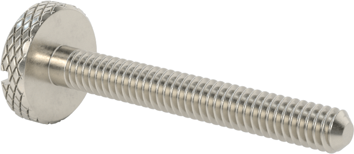Tırtıllı Başlı Parmak Vidası, Yarık, Paslanmaz Çelik Düşük Profilli, 1/4"-20, 2" Uzunluk, 3/4" Çaplı Başlık