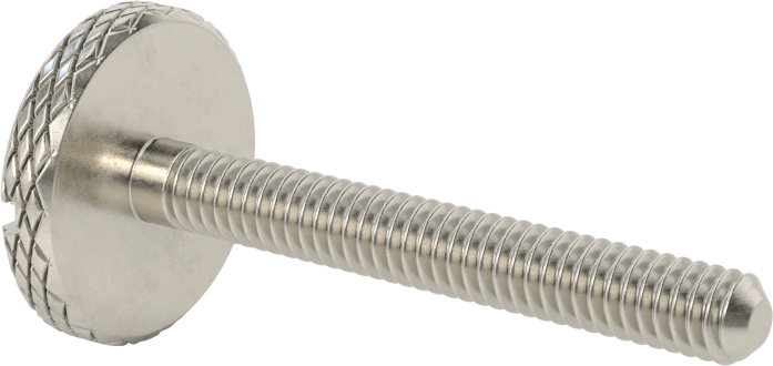 Tırtıllı Başlı Parmak Vidası, Yarık, Paslanmaz Çelik Düşük Profilli, 1/4"-20, 2" Uzunluk, 1" Çapında Başlık