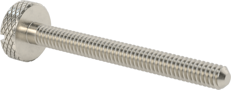 Tırtıllı Başlı Parmak Vidası, Yarık, Paslanmaz Çelik Düşük Profilli, 1/4"-20, 2-1/2" Uzunluk