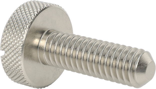 Tırtıllı Başlı Parmak Vidası, Yarık, Paslanmaz Çelik Düşük Profilli, 5/16"-18 Diş, 1" Uzunluk
