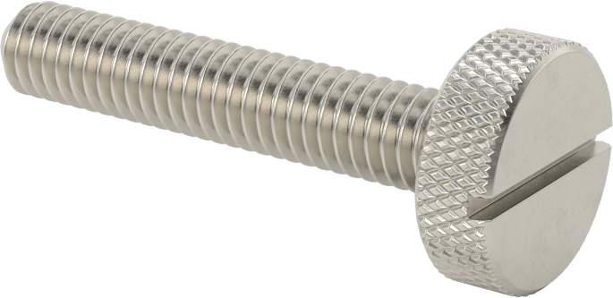 Tırtıllı Başlı Parmak Vidası, Yarık, Paslanmaz Çelik Düşük Profilli, 5/16"-18 Diş, 1-3/4" Uzunluk