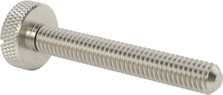 Tırtıllı Başlı Parmak Vidası, Yarık, Paslanmaz Çelik Düşük Profilli, 5/16"-18 Diş, 2-1/4" Uzunluk