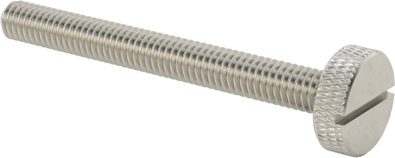 Tırtıllı Başlı Parmak Vidası, Yarık, Paslanmaz Çelik Düşük Profilli, 5/16"-18 Diş, 3" Uzunluk