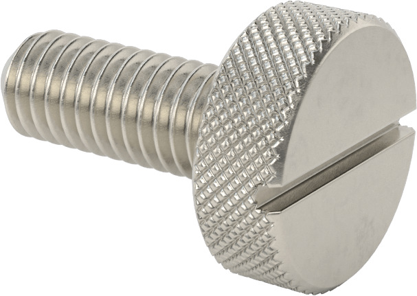 Tırtıllı Başlı Parmak Vidası, Yarık, Paslanmaz Çelik Düşük Profilli, 3/8"-16 Diş, 1" Uzunluk