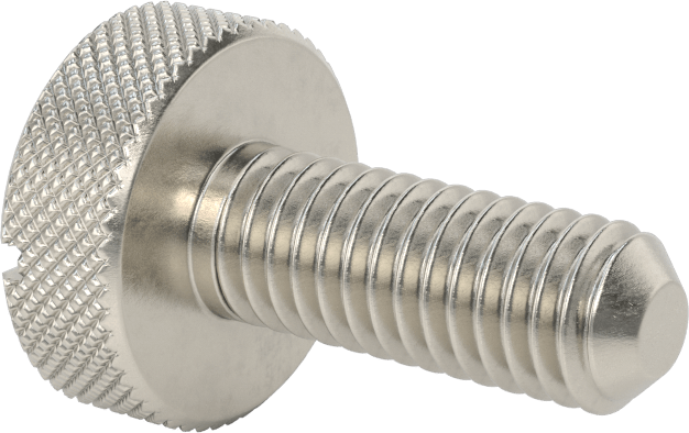 Tırtıllı Başlı Parmak Vidası, Yarık, Paslanmaz Çelik Düşük Profilli, 3/8"-16 Diş, 1" Uzunluk