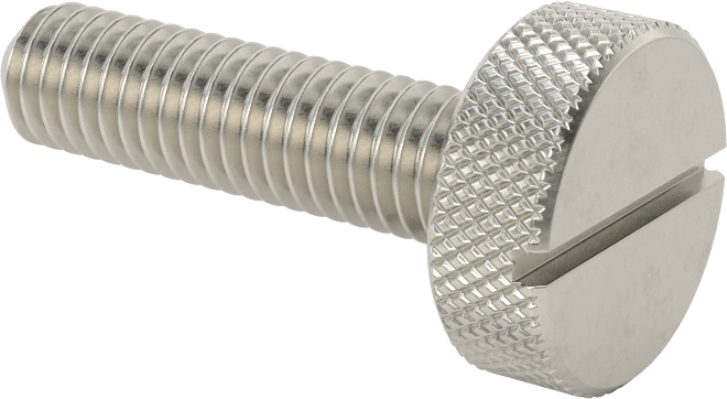 Tırtıllı Başlı Parmak Vidası, Yarık, Paslanmaz Çelik Düşük Profilli, 3/8"-16 Diş, 1-1/2" Uzunluk