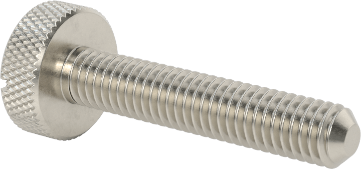 Tırtıllı Başlı Parmak Vidası, Yarık, Paslanmaz Çelik Düşük Profilli, 3/8"-16 Diş, 2" Uzunluk