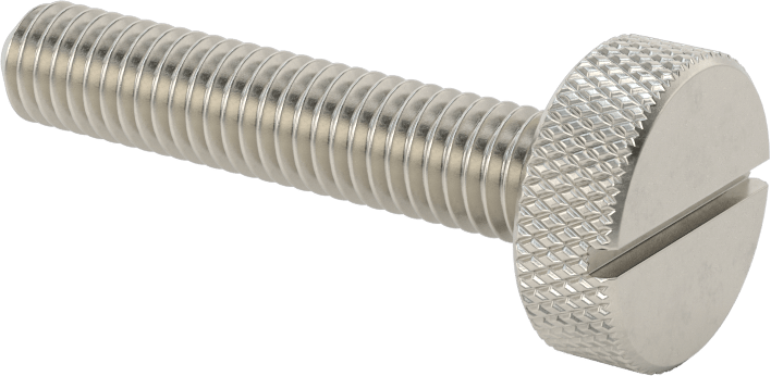 Tırtıllı Başlı Parmak Vidası, Yarık, Paslanmaz Çelik Düşük Profilli, 3/8"-16 Diş, 2" Uzunluk