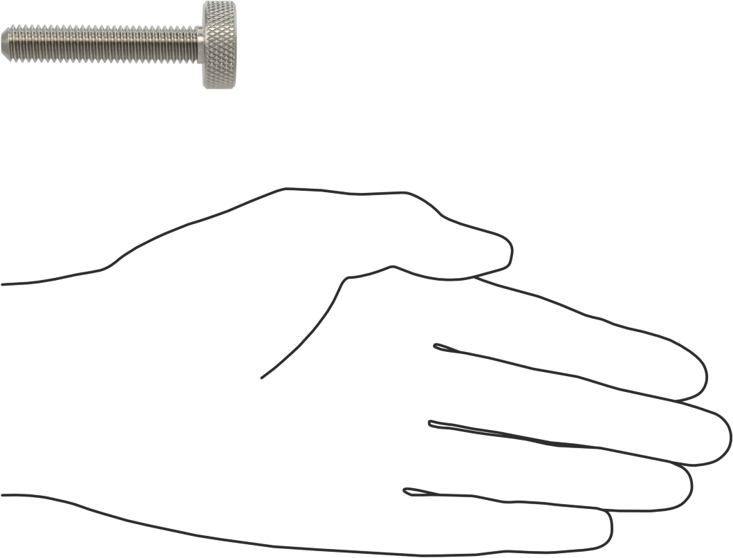 Tırtıllı Başlı Parmak Vidası, Yarık, Paslanmaz Çelik Düşük Profilli, 3/8"-16 Diş, 2" Uzunluk