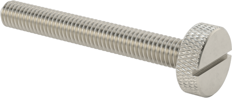 Tırtıllı Başlı Parmak Vidası, Yarık, Paslanmaz Çelik Düşük Profilli, 3/8"-16 Diş, 3" Uzunluk